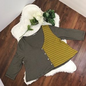 ALEMBIKA Honey/black & grayish tan stripe cardigan